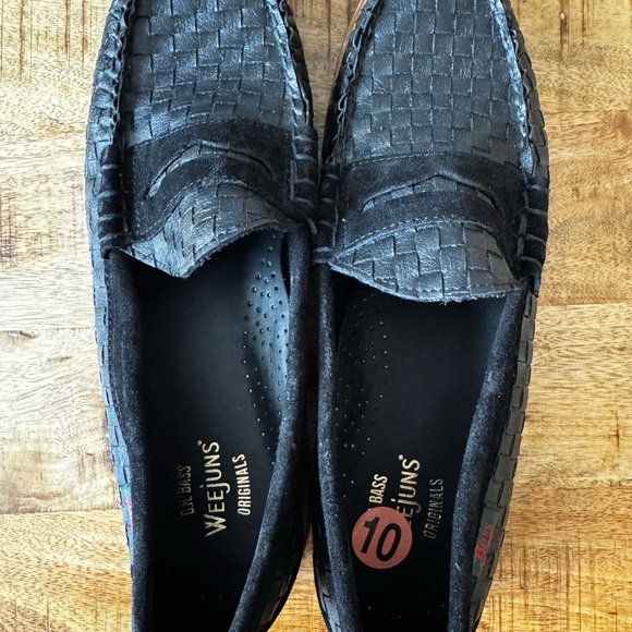 GH BASS Black Woven crepe Leather Mens penny Loafers Larsen Weejuns NWOT Sz 10 - Picture 4 of 7